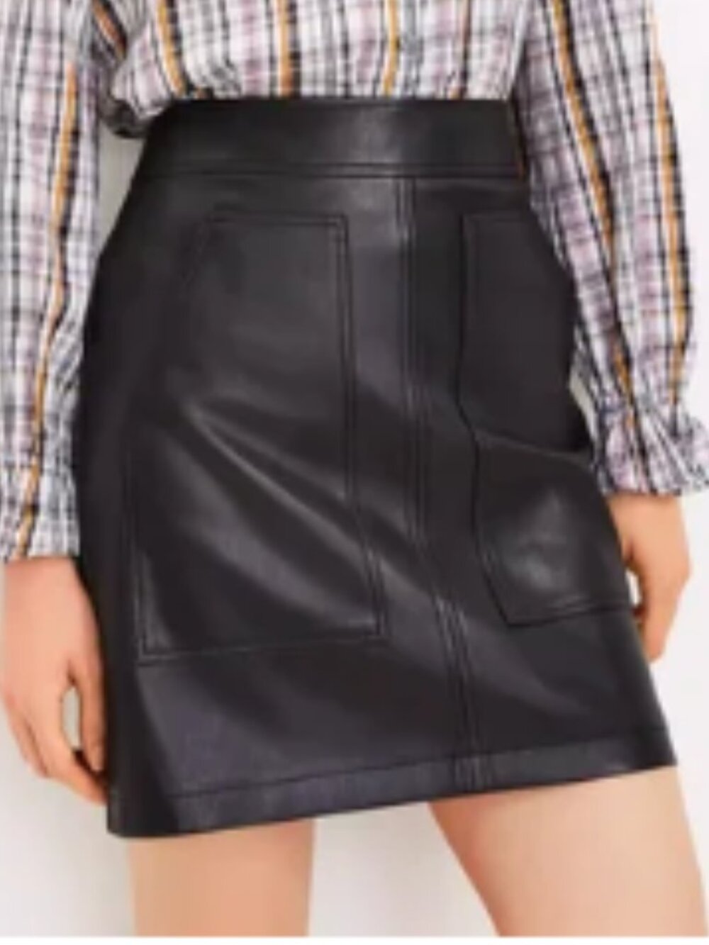LOFT Faux Leather Black Skirt
